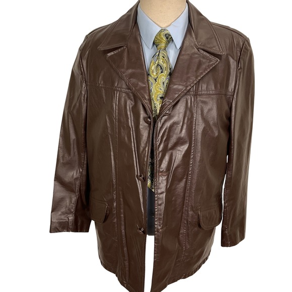 Leathercraft Jacket Men 42 Brown Car Coat Fur Lined 70s USA VTG - Picture 1 of 13